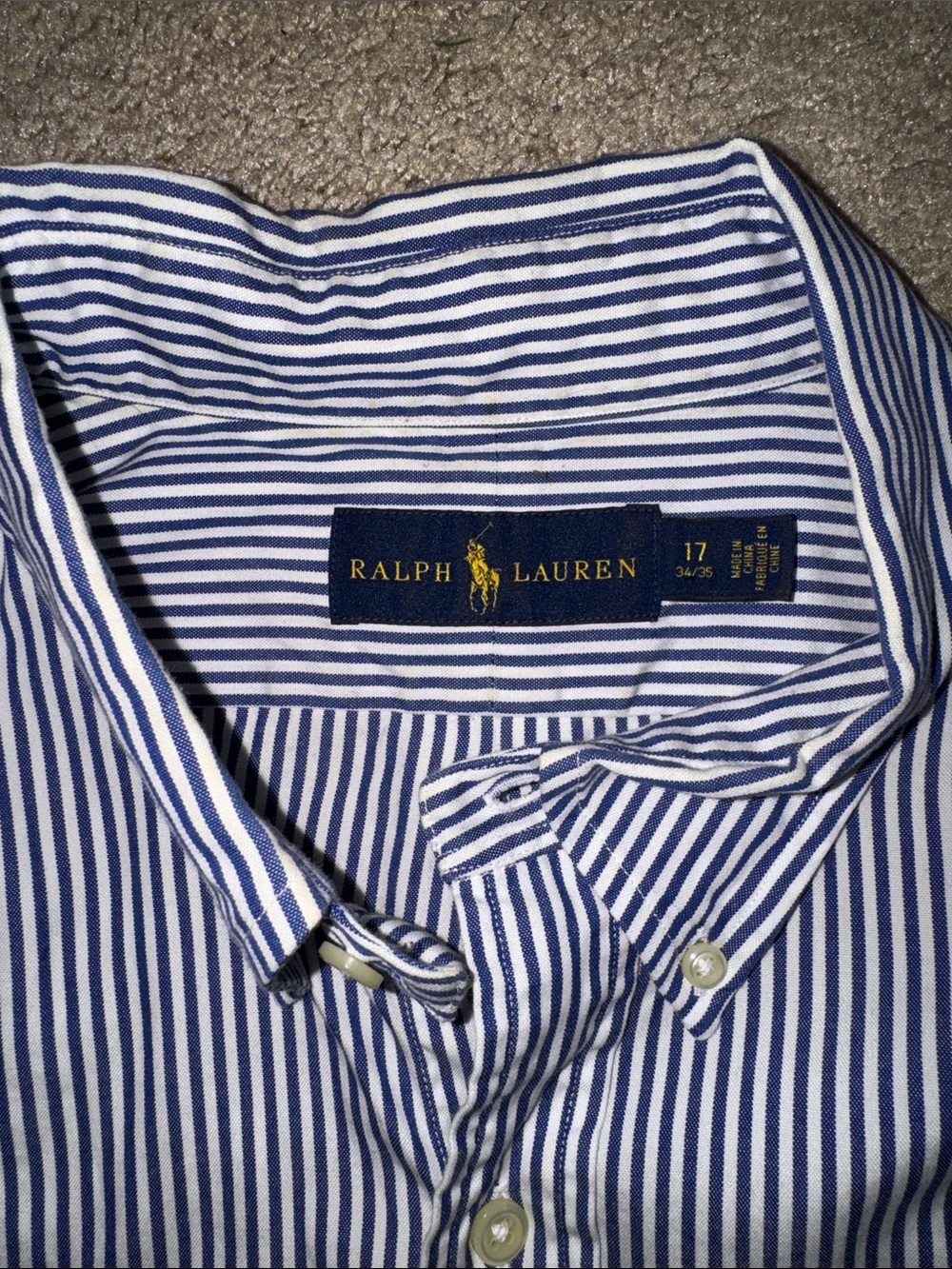 Polo by Ralph Lauren Blue & White Striped Polo Shirt with Navy Pony Logo - Picture 5 of 5
